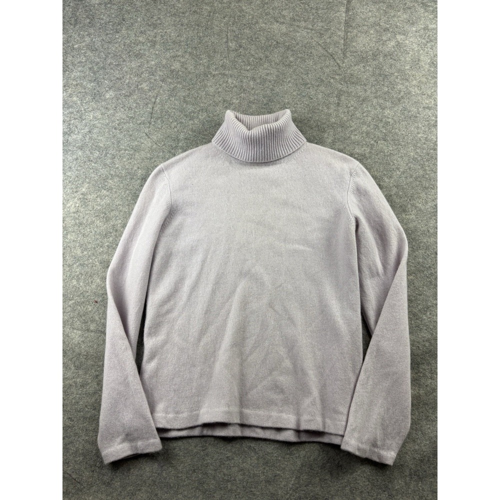 TALBOTS 100% CASHMERE WOMEN 8P PETITE LAVENDER‎ TURTLENECK SWEATER PREPPY VTG
